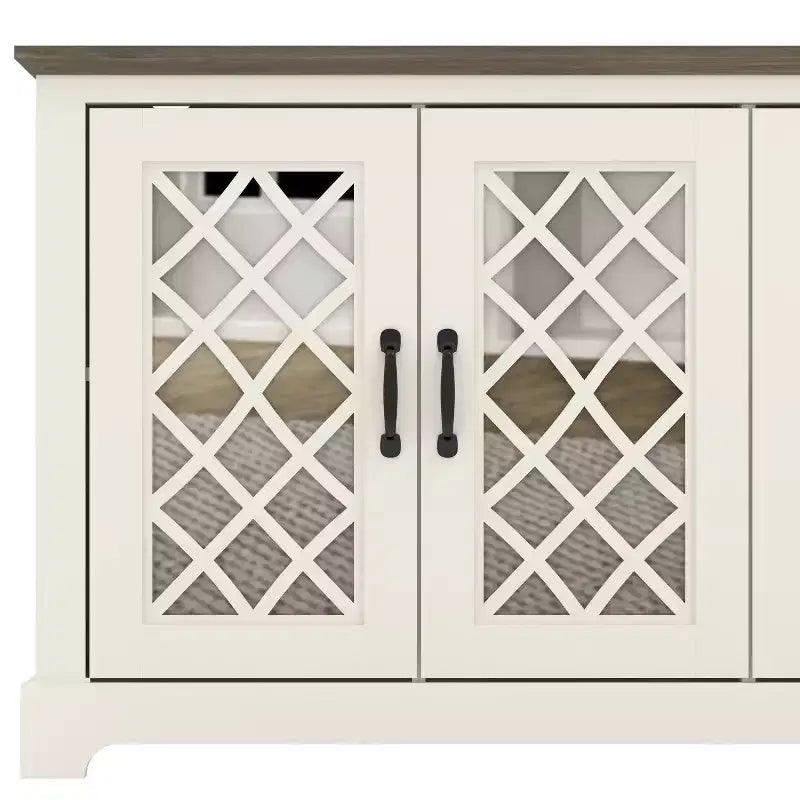 Mobile TV con 4 ante a specchio e spazio contenitivo a scomparsa 151,4 cm L x 39,9 cm P x 74,4 cm A