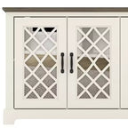 Mobile TV con 4 ante a specchio e spazio contenitivo a scomparsa 151,4 cm L x 39,9 cm P x 74,4 cm A