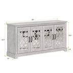 Mobile TV con 4 ante a specchio e spazio contenitivo a scomparsa 151,4 cm L x 39,9 cm P x 74,4 cm A
