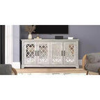 Mobile TV con 4 ante a specchio e spazio contenitivo a scomparsa 151,4 cm L x 39,9 cm P x 74,4 cm A