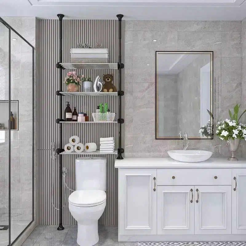 Scaffale salvaspazio da bagno a 4 ripiani regolabili da posizionare sopra il WC