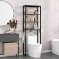 Scaffale da bagno a 4 ripiani sopra il WC con portarotolo e gancio