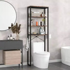 Scaffale da bagno a 4 ripiani sopra il WC con portarotolo e gancio