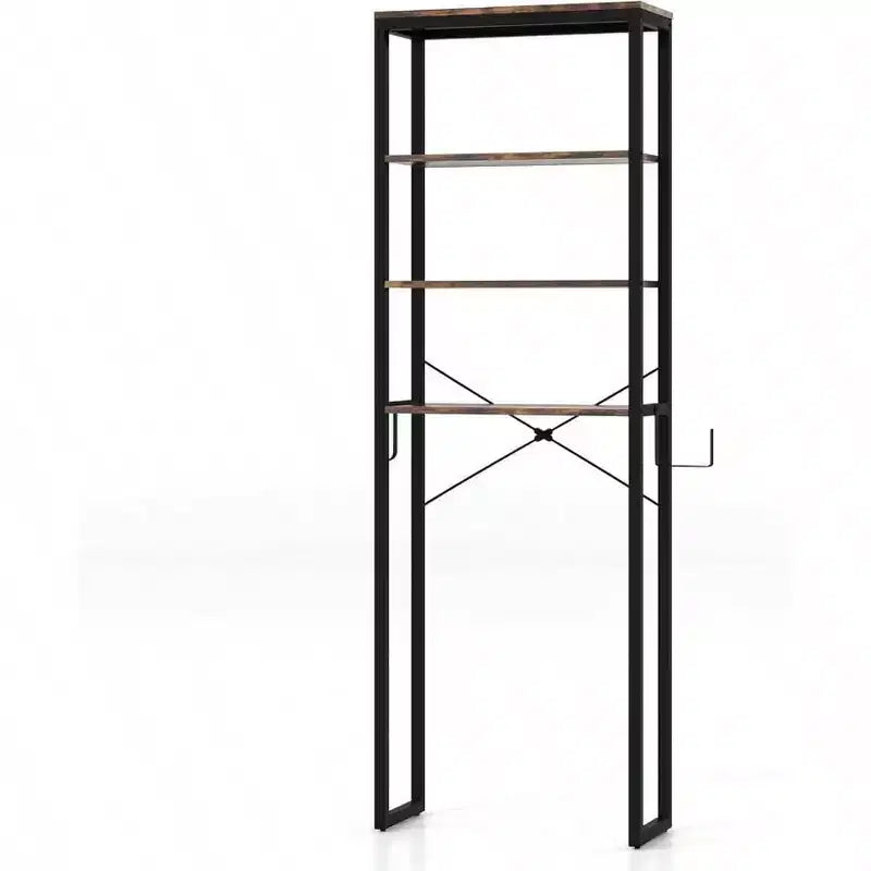 Scaffale da bagno a 4 ripiani sopra il WC con portarotolo e gancio
