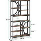 Libreria industriale a 8 ripiani, scaffale aperto alto 195 cm con struttura in metallo
