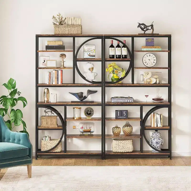 Libreria industriale a 8 ripiani, scaffale aperto alto 195 cm con struttura in metallo