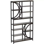 Libreria industriale a 8 ripiani, scaffale aperto alto 195 cm con struttura in metallo