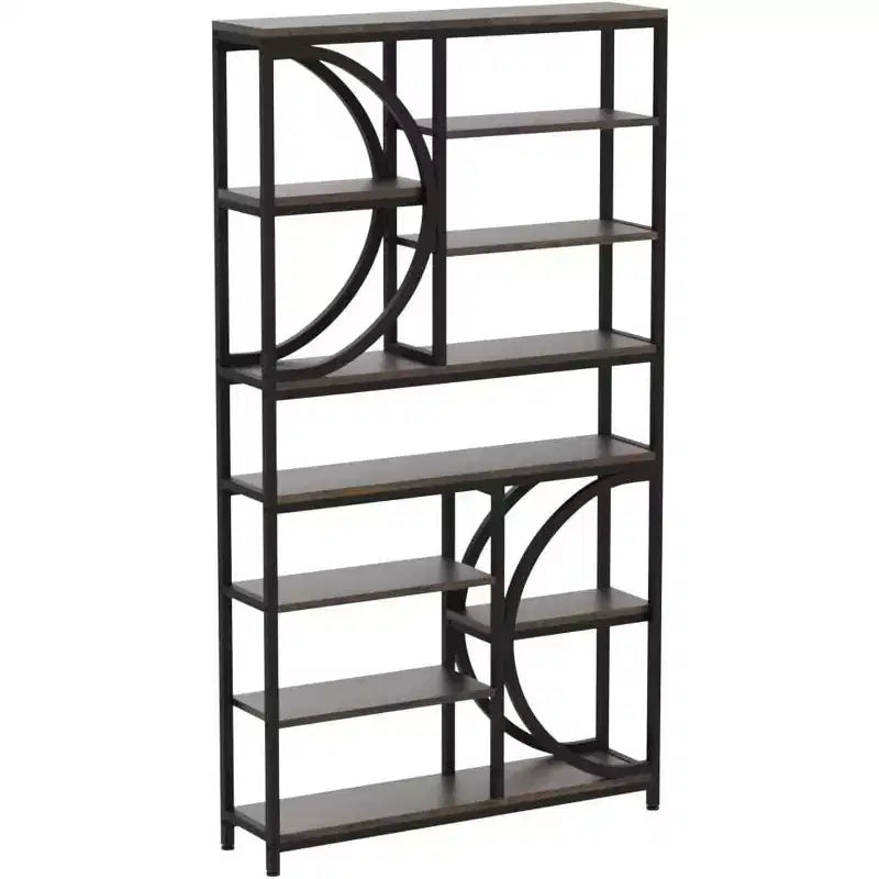Libreria industriale a 8 ripiani, scaffale aperto alto 195 cm con struttura in metallo