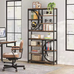 Libreria industriale a 8 ripiani, scaffale aperto alto 195 cm con struttura in metallo