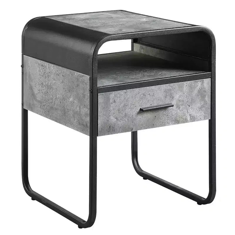 Tavolino moderno da 22 pollici in legno con cassetto e ripiano aperto, grigio
