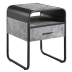 Tavolino moderno da 22 pollici in legno con cassetto e ripiano aperto, grigio