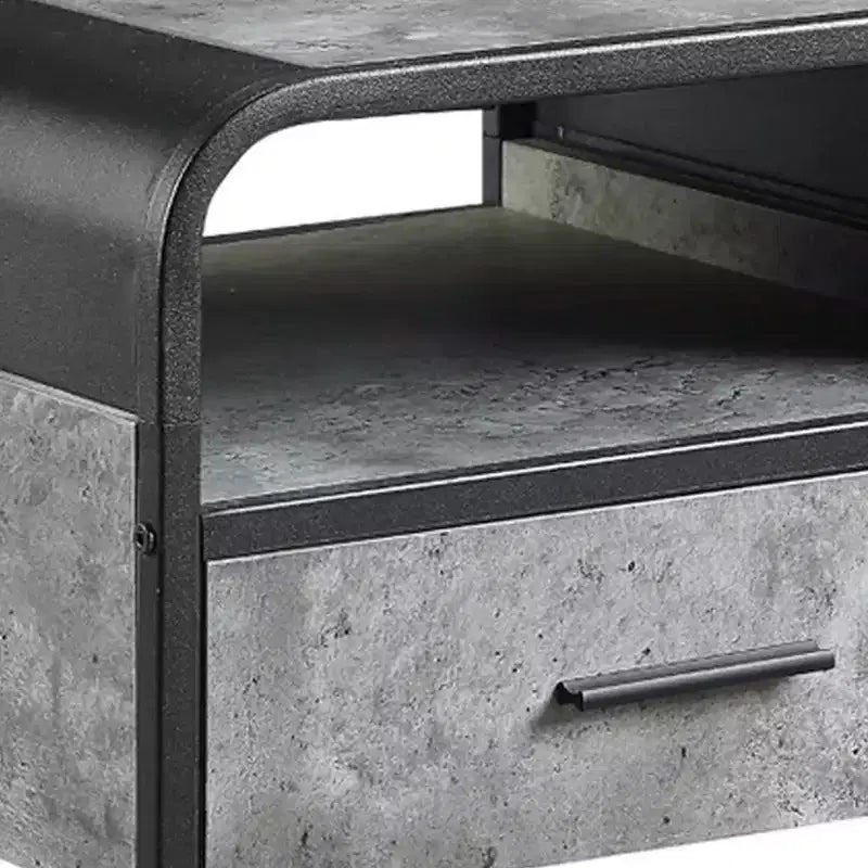 Tavolino moderno da 22 pollici in legno con cassetto e ripiano aperto, grigio