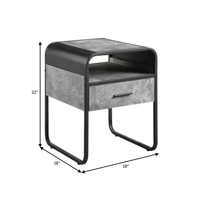 Tavolino moderno da 22 pollici in legno con cassetto e ripiano aperto, grigio