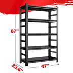 Scaffale portaoggetti in metallo resistente da 87 pollici, capacità 3000 libbre, scaffalatura a 5 ripiani per magazzino, garage – Montaggio senza bulloni e senza attrezzi