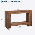 Tavolino Consolle in Legno a 2 Livelli con Ripiano, 120 cm