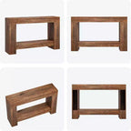 Tavolino Consolle in Legno a 2 Livelli con Ripiano, 120 cm