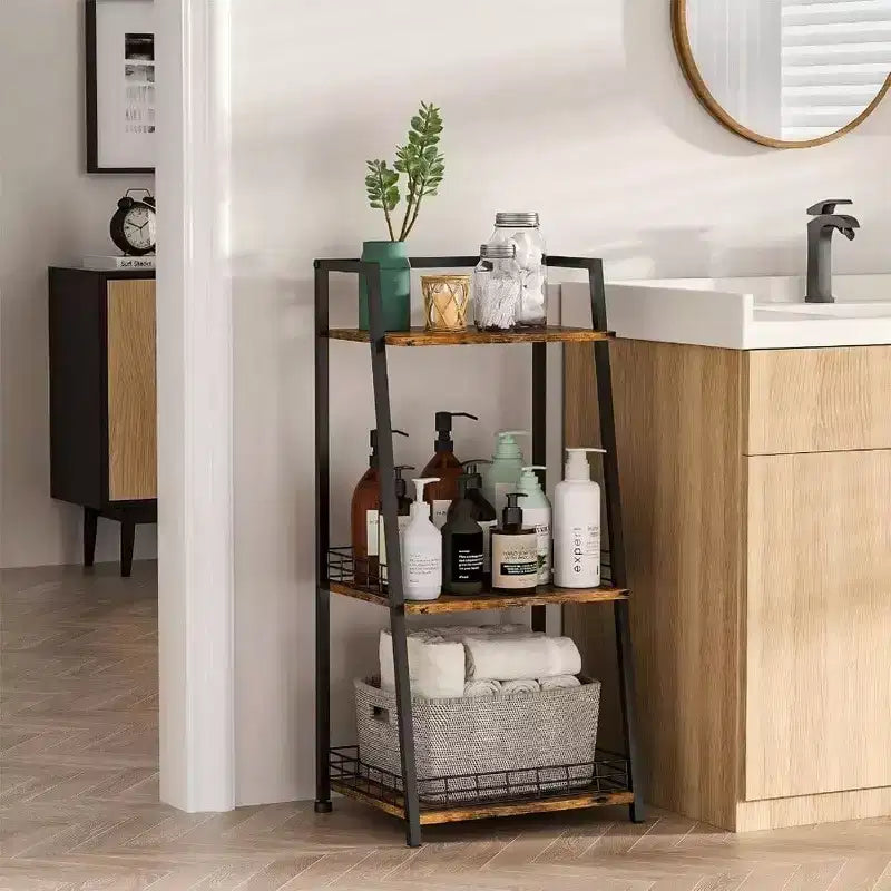 Scaffale per bagno a 3 ripiani con struttura in metallo