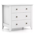 Costway 3 Drawer Dresser Chest of Drawers Bedside Table for Living Room Bedroom White