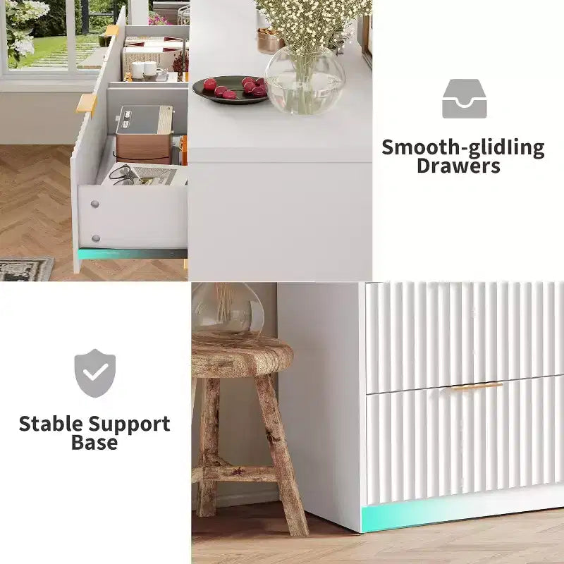 Cassettiera scanalata con maniglie in metallo – Cassettone multi-cassetto per camera da letto