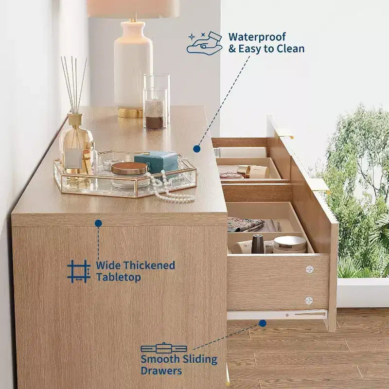 Cassettiera scanalata con maniglie in metallo – Cassettone multi-cassetto per camera da letto