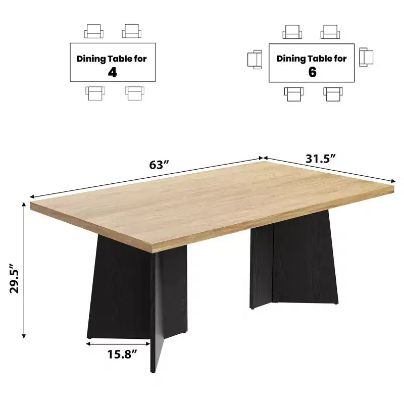 Tavolo da pranzo rettangolare da 160 cm per 6-8 persone