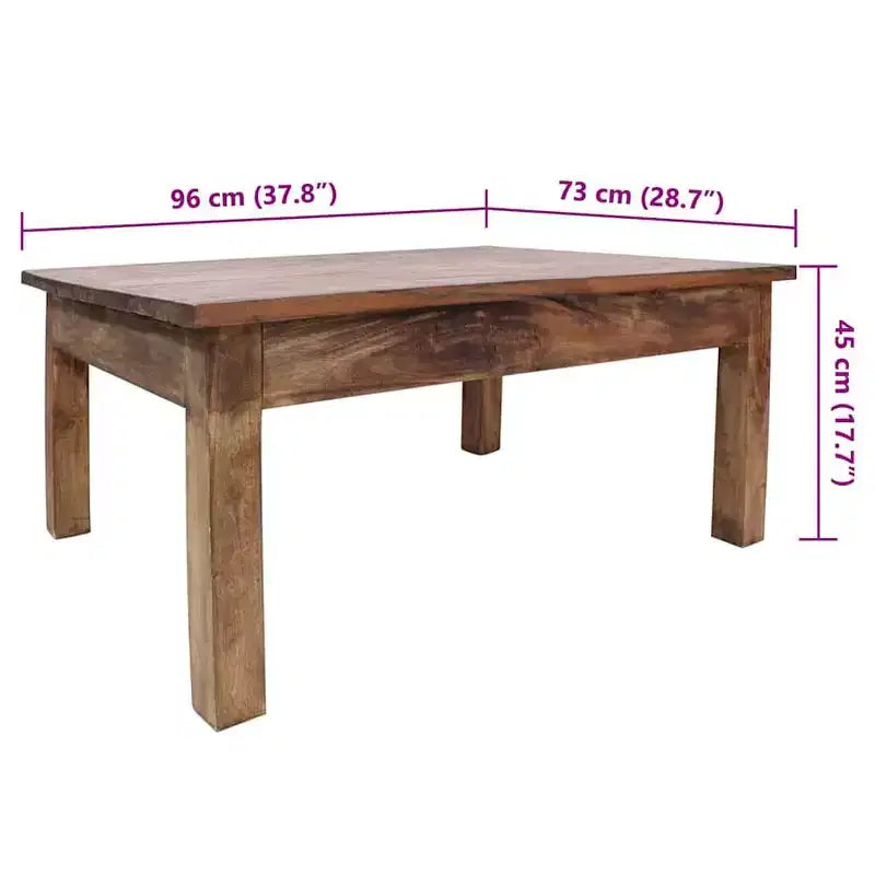 Tavolino da Caffè in Legno Massello di Mogano 96x73x45 cm