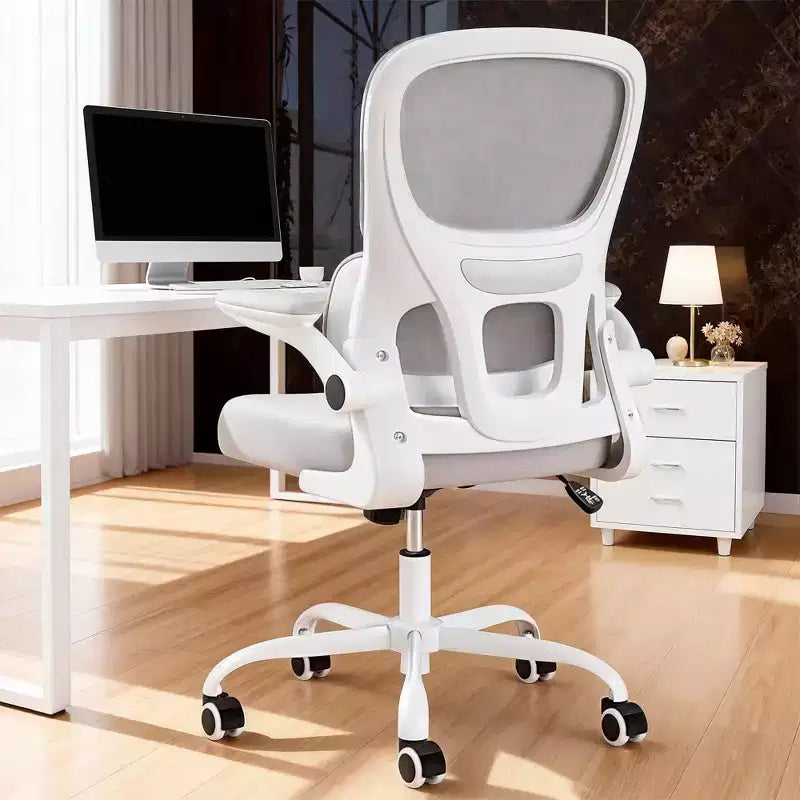 Sedia da ufficio ergonomica con schienale in rete, supporto lombare e braccioli ribaltabili, kaki