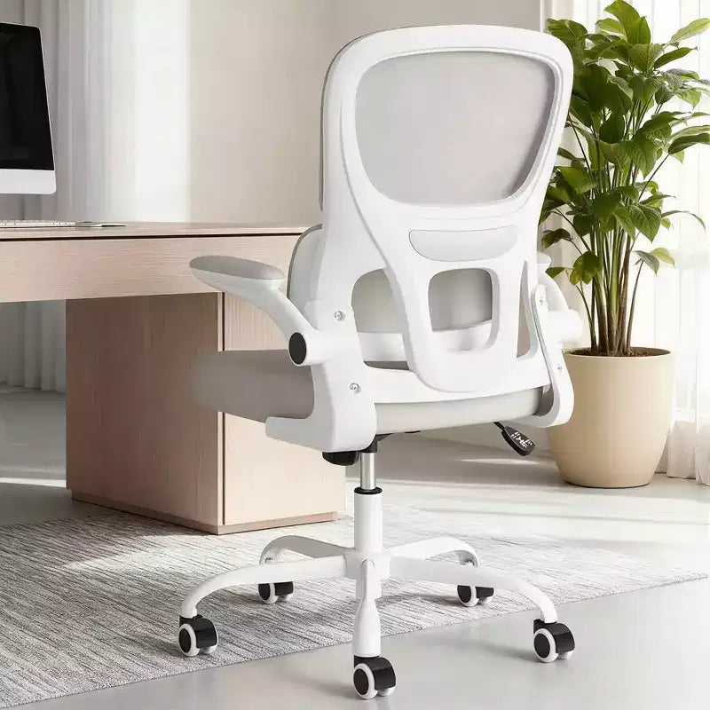 Sedia da ufficio ergonomica con schienale in rete, supporto lombare e braccioli ribaltabili, kaki