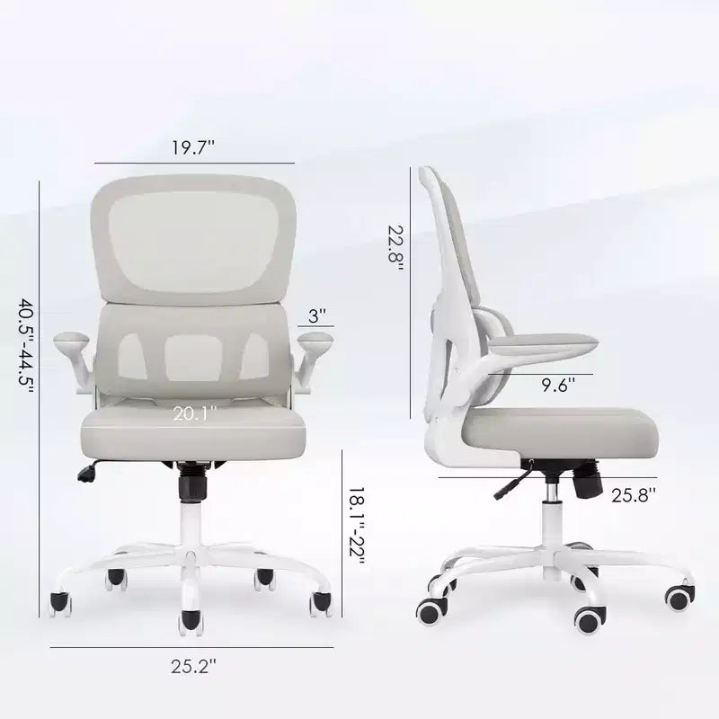 Sedia da ufficio ergonomica con schienale in rete, supporto lombare e braccioli ribaltabili, kaki
