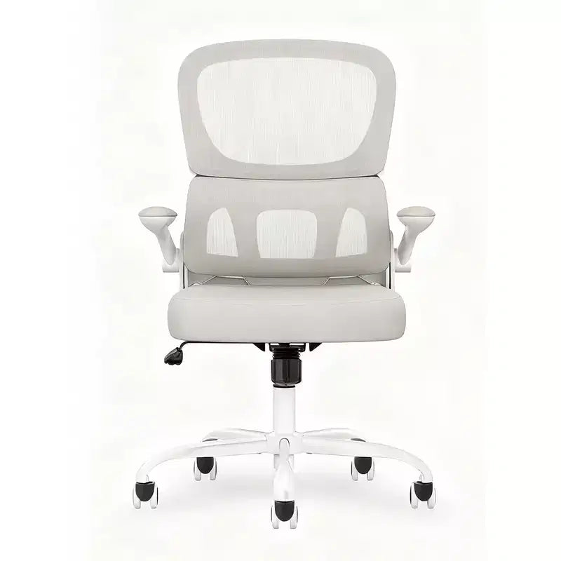 Sedia da ufficio ergonomica con schienale in rete, supporto lombare e braccioli ribaltabili, kaki