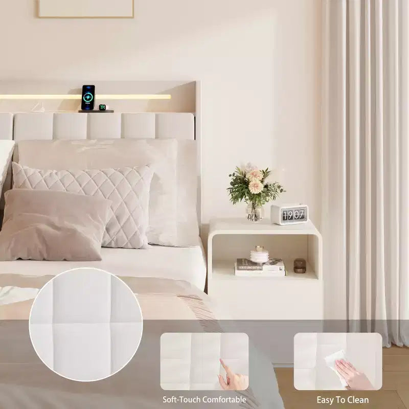 Struttura letto sospesa con illuminazione LED RGB e porte di ricarica USB integrate