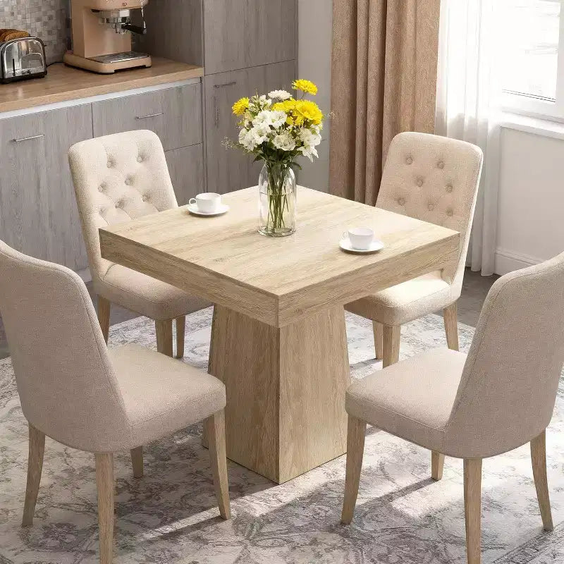 Tavolo da Pranzo Quadrato con Base a Piedistallo