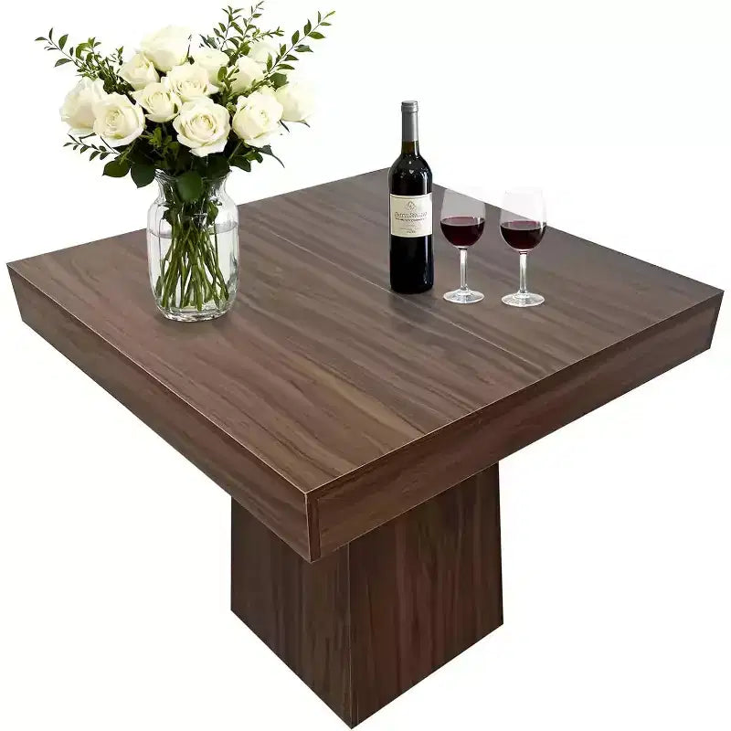 Tavolo da Pranzo Quadrato con Base a Piedistallo