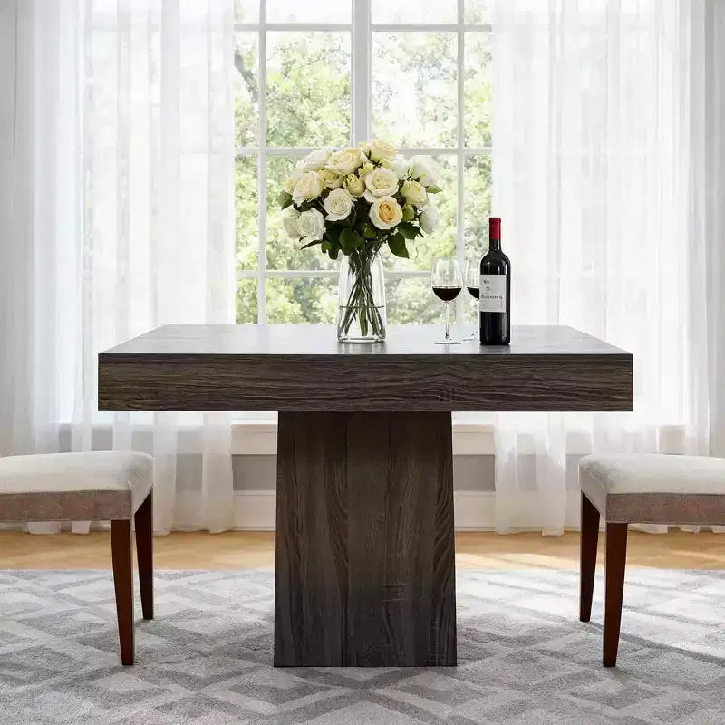 Tavolo da Pranzo Quadrato con Base a Piedistallo
