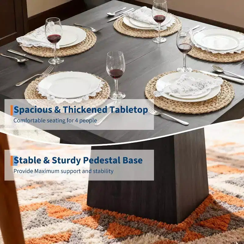 Tavolo da Pranzo Quadrato con Base a Piedistallo
