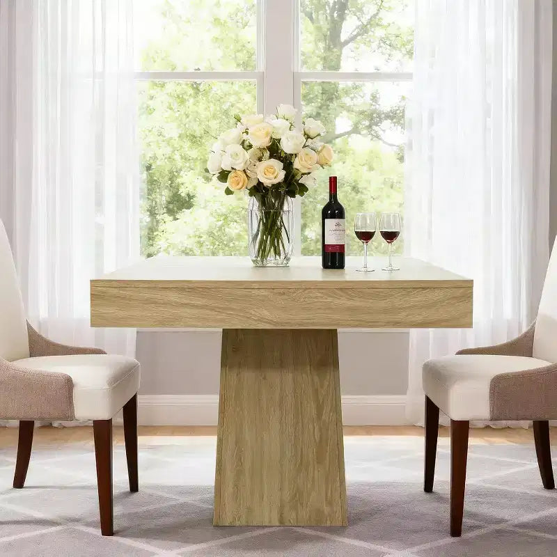 Tavolo da Pranzo Quadrato con Base a Piedistallo