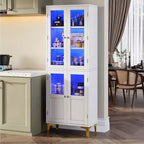 Armadietto contenitore alto 165 cm con illuminazione a LED, 4 ante e ripiani regolabili