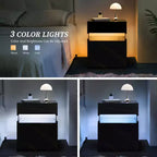 Comodino moderno con pannello in acrilico e 3 cassetti a LED