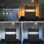 Comodino moderno con pannello in acrilico e 3 cassetti a LED