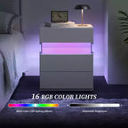 Comodino moderno con pannello in acrilico e 3 cassetti a LED