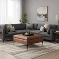 Pouf contenitore quadrato da 91 cm con coperchio sollevabile – in similpelle
