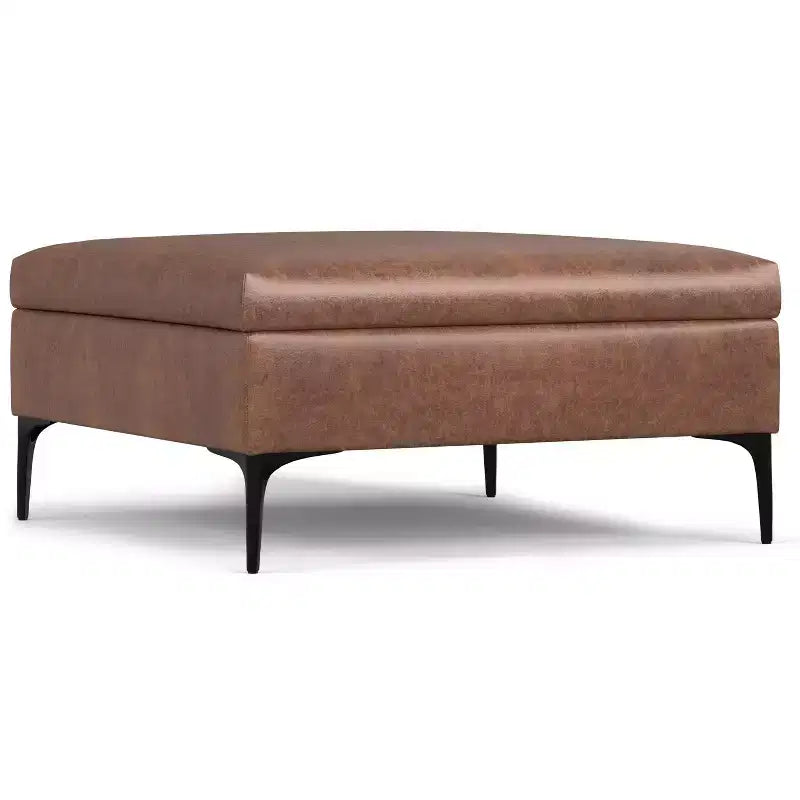 Pouf contenitore quadrato da 91 cm con coperchio sollevabile – in similpelle