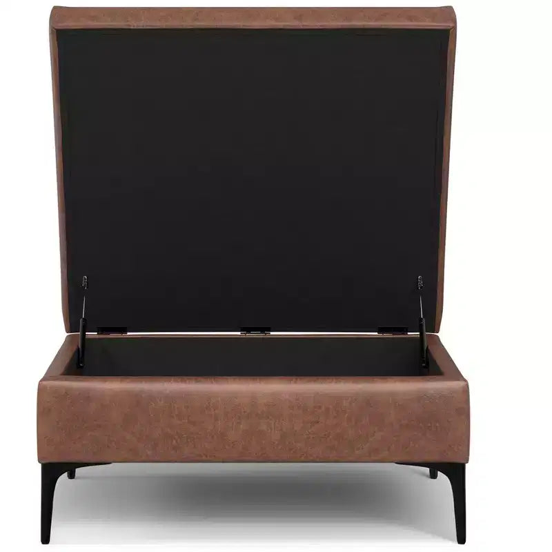 Pouf contenitore quadrato da 91 cm con coperchio sollevabile – in similpelle