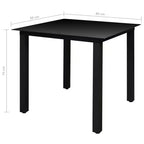 Set da Pranzo Pieghevole da Esterno 5 Pezzi – Tavolo Quadrato e 4 Sedie, Nero