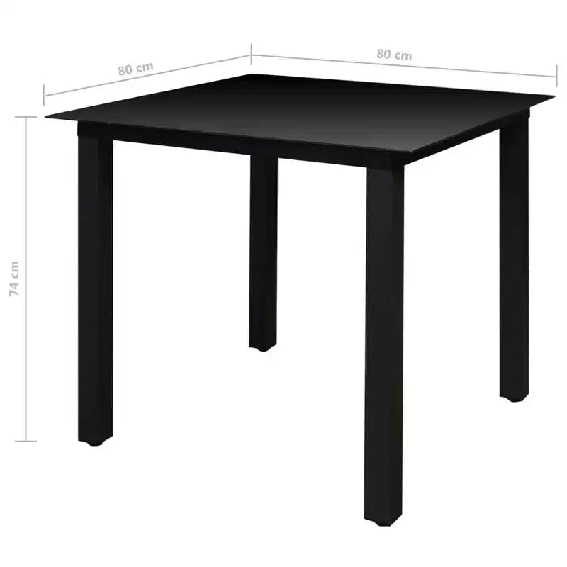 Set da Pranzo Pieghevole da Esterno 5 Pezzi – Tavolo Quadrato e 4 Sedie, Nero