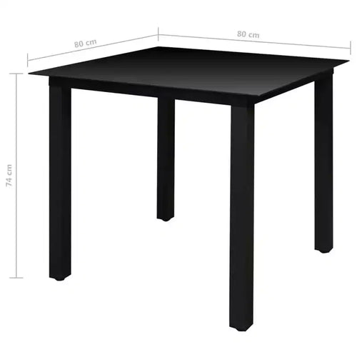 Set da Pranzo Pieghevole da Esterno 5 Pezzi – Tavolo Quadrato e 4 Sedie, Nero