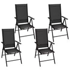 Set da Pranzo Pieghevole da Esterno 5 Pezzi – Tavolo Quadrato e 4 Sedie, Nero
