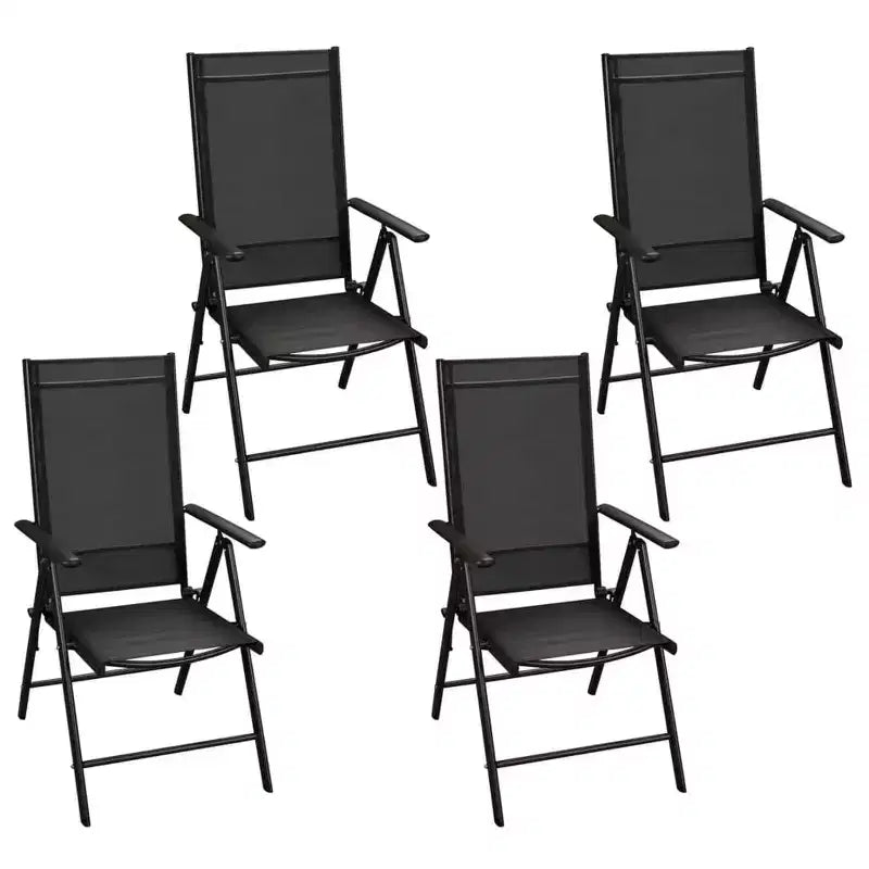 Set da Pranzo Pieghevole da Esterno 5 Pezzi – Tavolo Quadrato e 4 Sedie, Nero