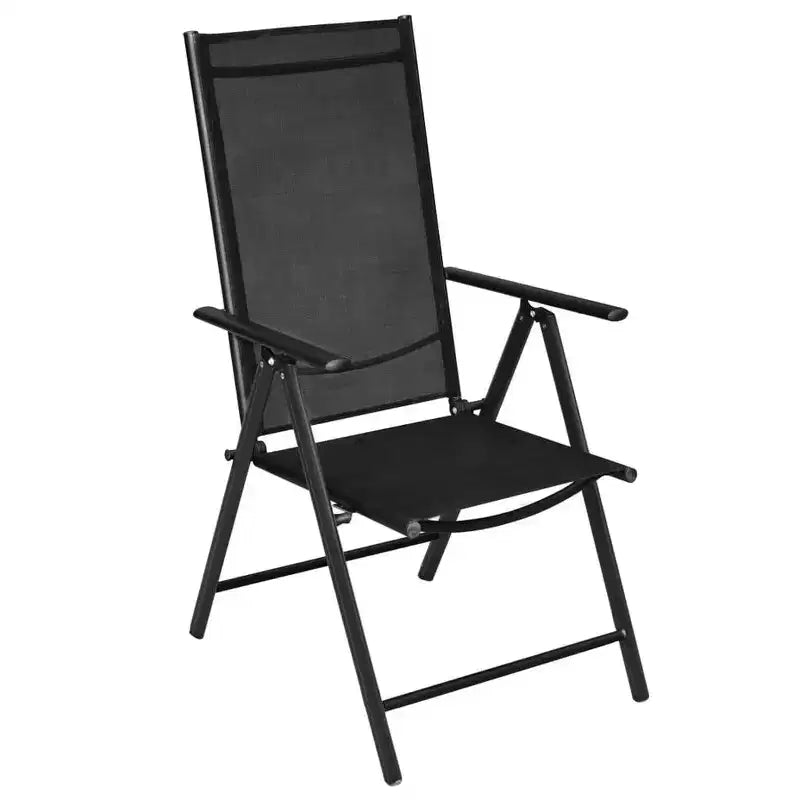Set da Pranzo Pieghevole da Esterno 5 Pezzi – Tavolo Quadrato e 4 Sedie, Nero