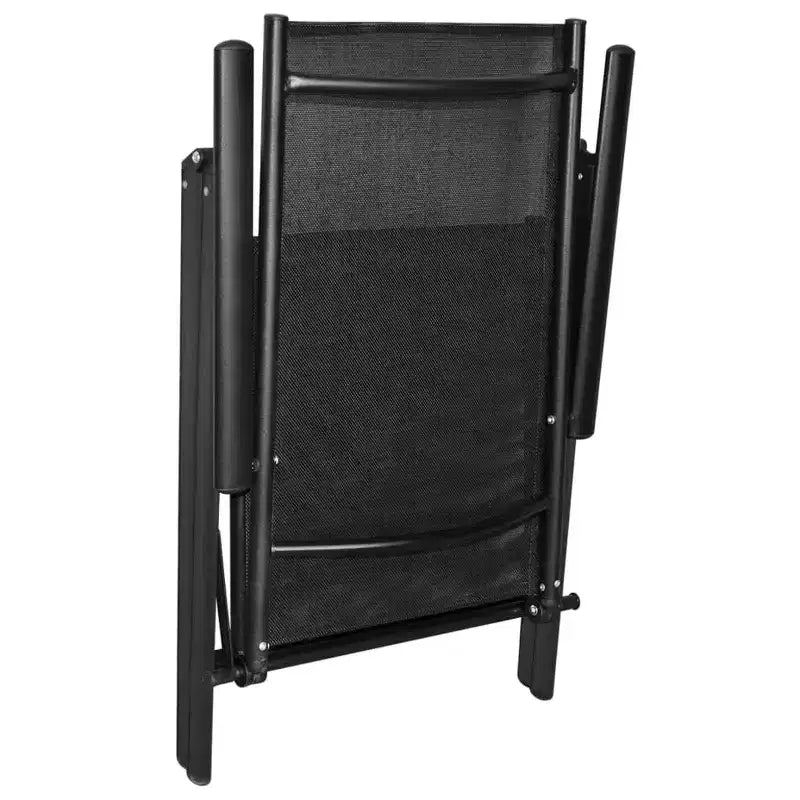 Set da Pranzo Pieghevole da Esterno 5 Pezzi – Tavolo Quadrato e 4 Sedie, Nero